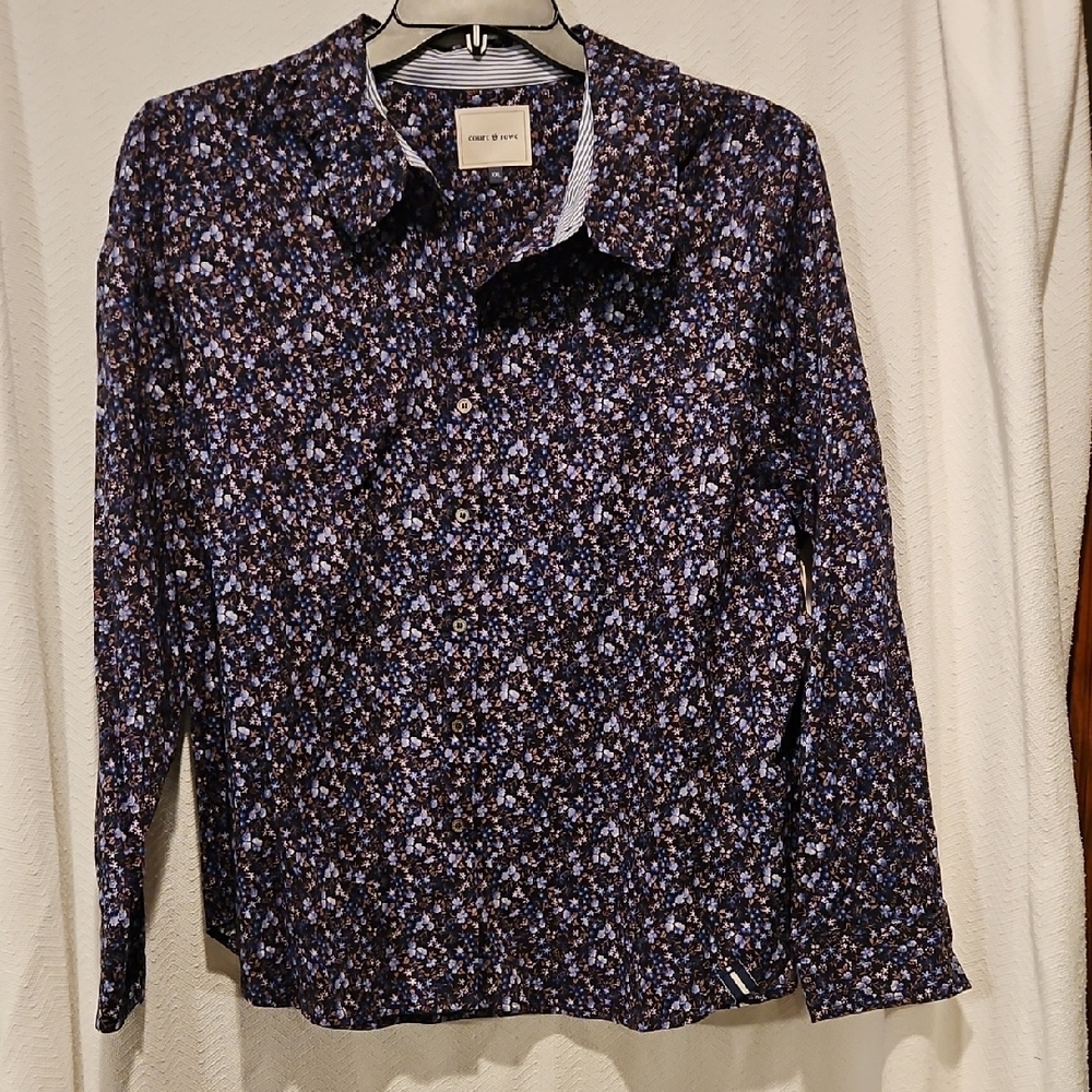 J. Crew Blue Floral Long Sleeve Shirt
